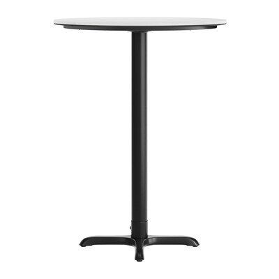 Flash Furniture Acadia 31.25" Round Wooden Dining Table with X-Base, White Faux Marble/Black Base (STRD31WMAT2222B)
