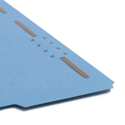 Smead Fastener File Folders, 2 Fasteners, Reinforced 1/3-Cut Tab, Letter Size, Blue, 50/Box (12040)