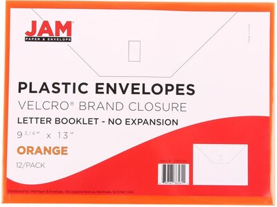 JAM Paper Premium Plastic Document File, Letter, Orange, 3/Pack (218V0ORX3)
