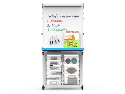 Luxor Dry-Erase Mobile Modular Teacher Whiteboard with Storage, Steel Frame, 36" x 32" (MBSRWSTN)