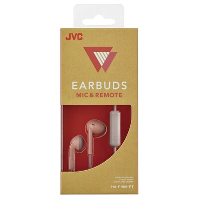JVC Retro Earbuds with Microphone, Pink (HAF19MPT)