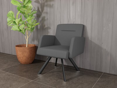 Lesro Willow Fabric Lounge Chair, Open House Graphite/Black (WL1101.SBK-01OHGP)