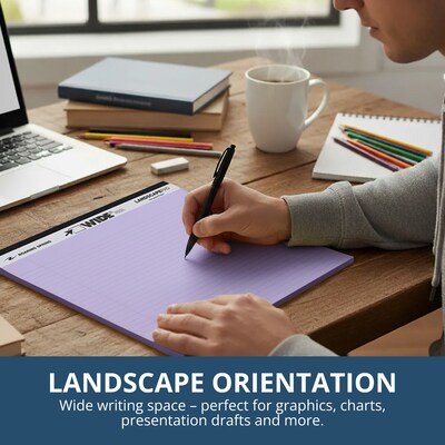 Roaring Spring WIDE Landscape Notepad, College Ruled, 11 x 9.5, Assorted Colors, 40 Sheets, 3/Pack (74535)