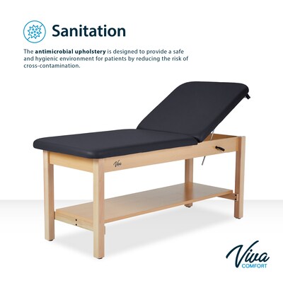 Aristo Wood Physician Adjustable Exam Table with Shelf, 2 Drawer Cabinet, Paper Cutter, Holder, 500lbs. Capacity, Black