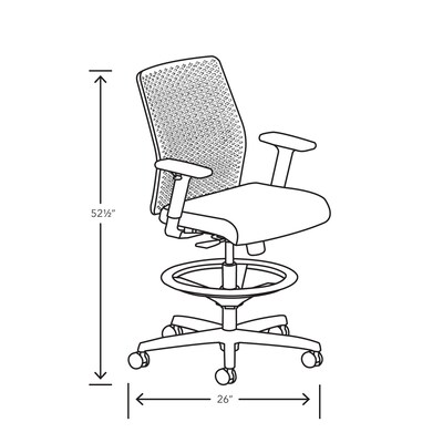 HON Ignition 2.0 ReActiv Back Vinyl Task Stool with Footrest and Lumbar Support, Black/Gray (HITSRA.S0.A.H.0S.SX39.BL.SB.T)