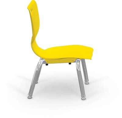 MooreCo 10" Hierarchy Student Chair with 4 Legs, Yellow/Chrome Base (703673561877)