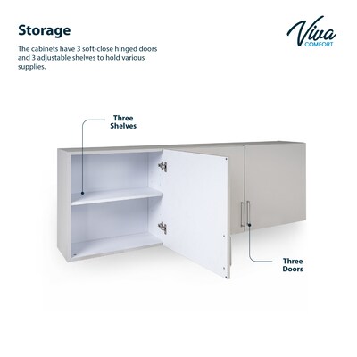 Vivacomfort 24 H x 72 W Wood Wall Mounted Cabinet, 3-Doors, Gray (902WALL72GRY-MK)