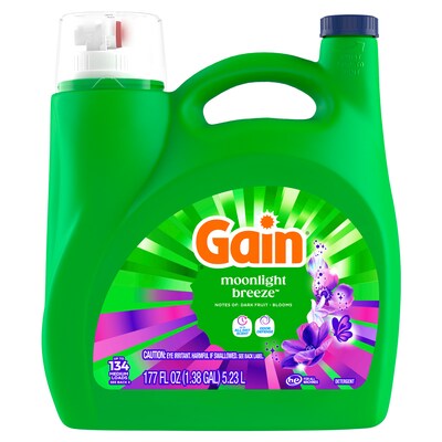 Gain Liquid Laundry Detergent, Moonlight Breeze Scent, 134 Loads, 177 oz. (19112)