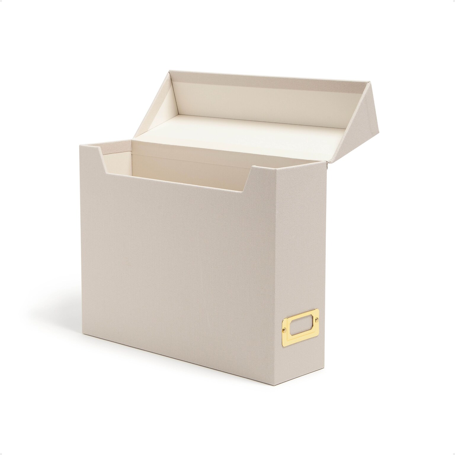 Smead 40% Recycled Fabric/Canvas File Box Attached Flip Top, 13 x 10, Beige (70232)