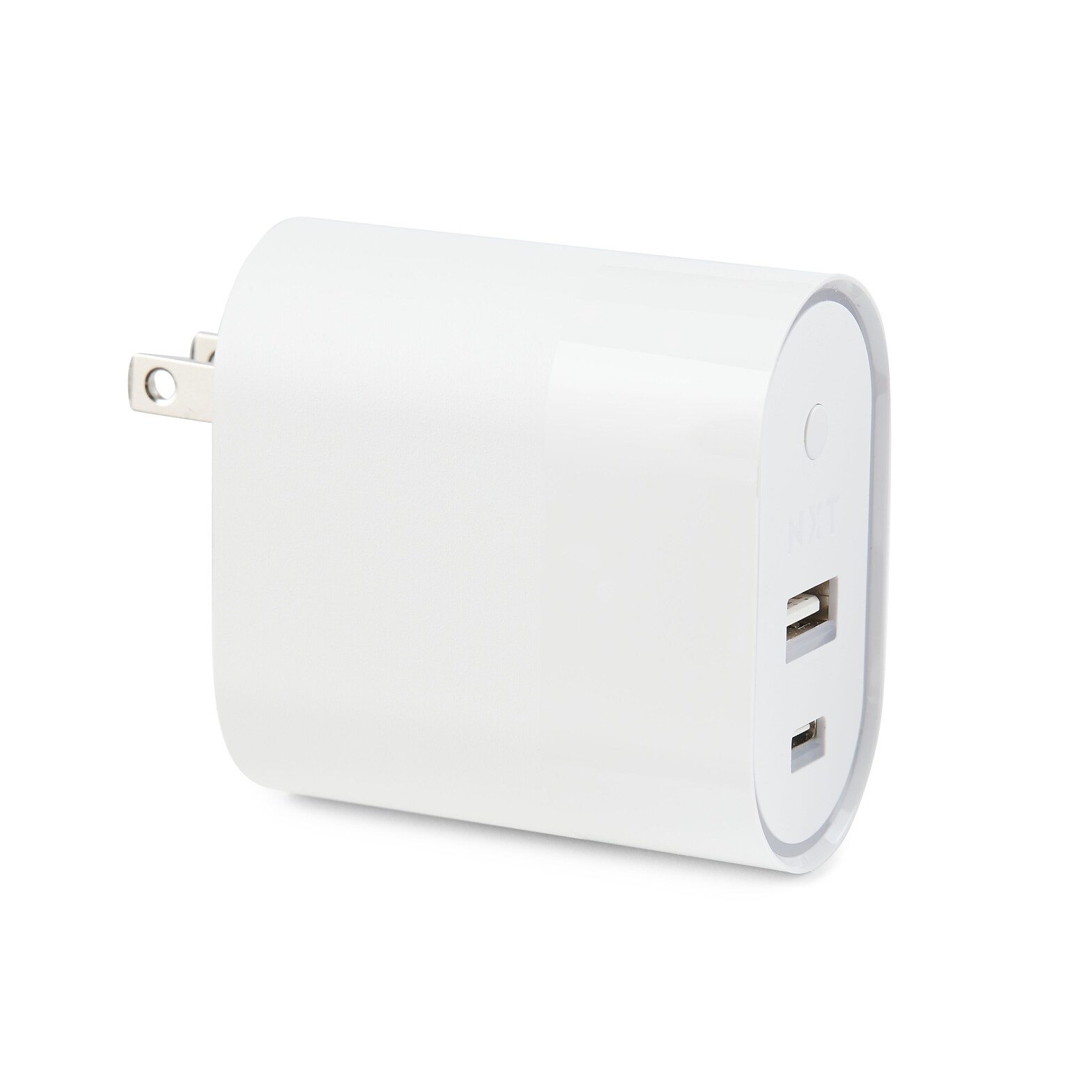 NXT Technologies Universal 2-Port, USB-C and USB-A Phone Charger, White (NX54348)