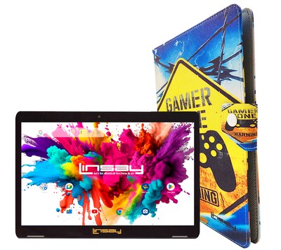 Linsay Octa Core 10.1 Tablet, 4GB RAM, 128GB Storage, Android 13, Bundled with Gamer Shape Case and