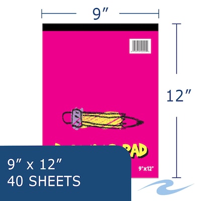 Roaring Spring Paper Products 9" x 12" Tape Bound Drawing Sketch Pad, 40 Sheets/Pad, 12/Pack (52505CS)