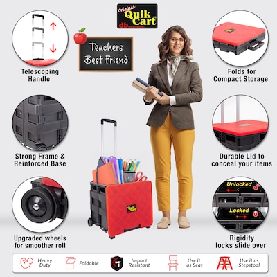 Dbest Original Quik Cart Collapsible Rolling Crate, Red (01-681MB)