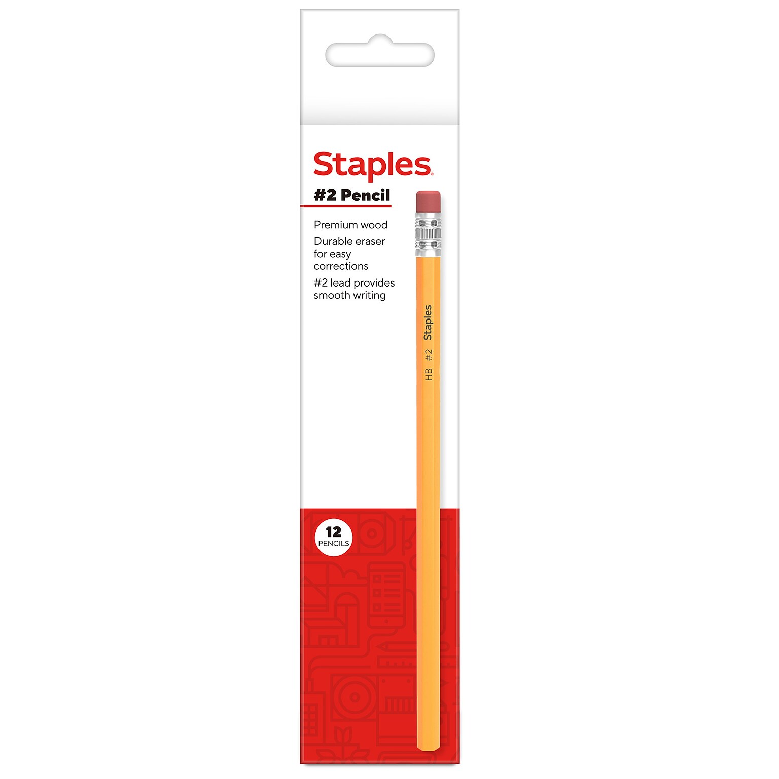 Staples Wooden Pencil, 2.2mm, #2 Medium Lead, Dozen (ST62806-CC)