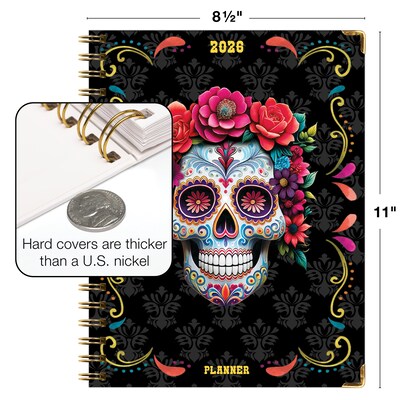 2026 Global Printed Products 8.5" x 11" Weekly & Monthly Planner, Paperboard Cover, Sugar Skull (FSHN-CY26-8511-48)