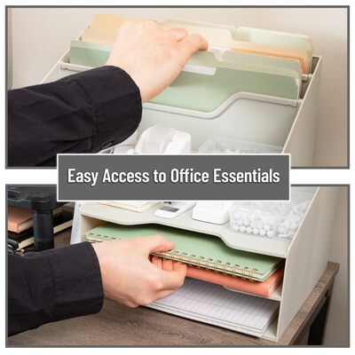 Mind Reader 5-Compartment Plastic Desk Tray, Beige (ANCHBOX5-BEI)