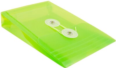 JAM Paper Premium Plastic Filing Envelope with Button & String Closure, 4 1/4 x 6 1/4, Lime Green, 3/Pack (473B1LIX3)