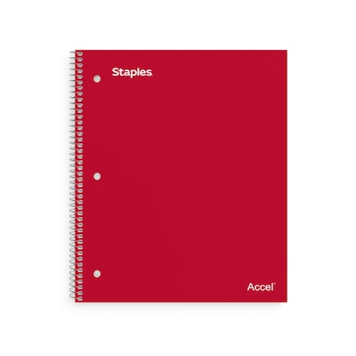 Staples Premium 3-Subject Notebook, 8.5 x 11, College Ruled, 150 Sheets, Red (ST58315)