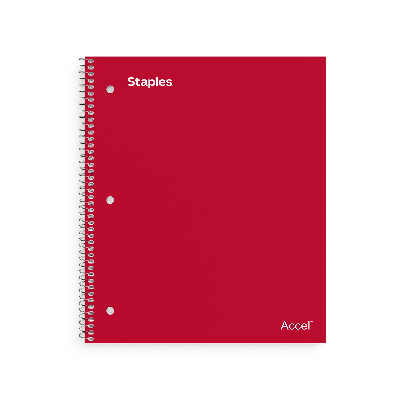Staples Premium Poly 3-Subject Notebook, 8.5 x 11, College Ruled, 150 Sheets, Red (ST58315)