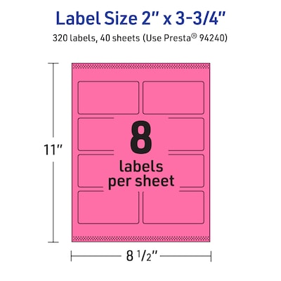 Avery Hemp Square Scalloped Laser/Inkjet Multipurpose Labels, 1-5/8" x 1-5/8", Off-White (800/Box)