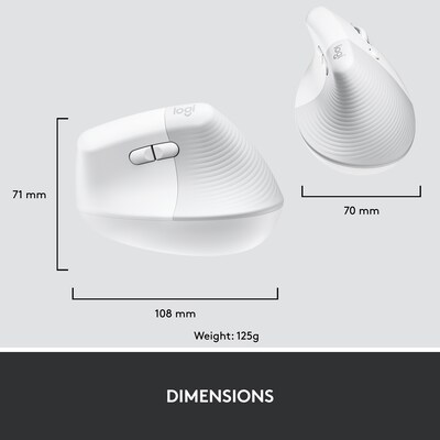 Logitech Lift for Business Wireless Vertical Ergonomic Mouse, Off-White (910-006493)