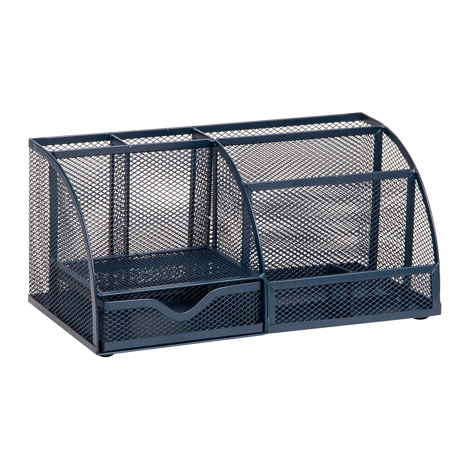 Staples 7-Compartment Metal Mesh Desk Organizer, Navy Blue (ST63826)