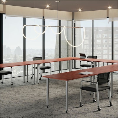 Lorell 59.9”W x 29.5”D 1” Thickness Rectangle Table Top, Melamine, Cherry (LLR16263)