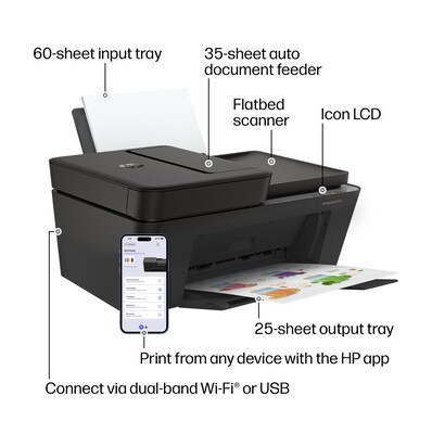 HP DeskJet 4355 Wireless All-in-One Color Inkjet Printer, Scanner, Copier, 3 months free Instant Ink, AI-capable (AJ4Y0A)