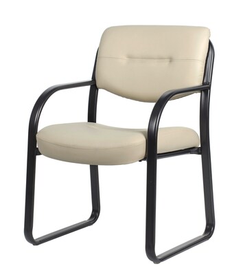 Boss LeatherPlus Guest Chair with Sled Base, Beige (B9529-BG)