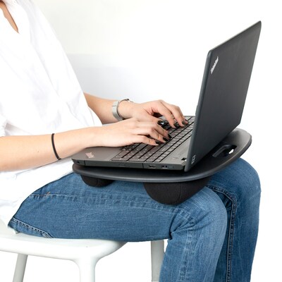 Mind Reader Analog Laptop Desk with Pillows and Handle, Black (LPTPDSK-BLK)
