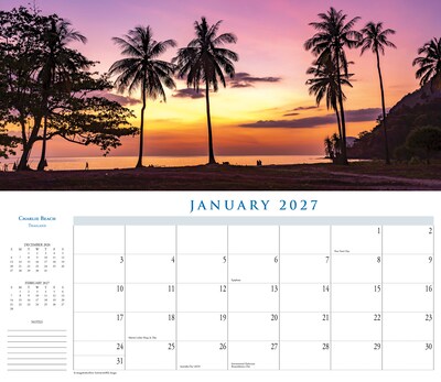 2027 Willow Creek Beaches 15" x 6.5" Monthly Wall Calendar, Assorted Colors (64504)
