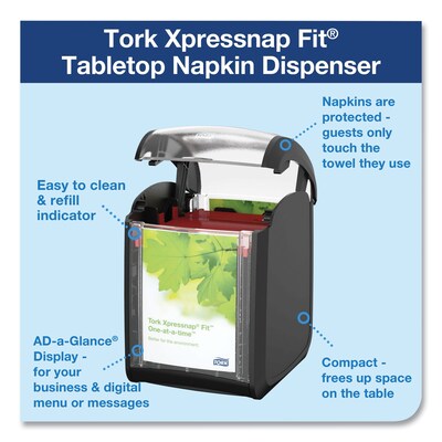 Tork Xpressnap Fit Tabletop Interfold Napkin Dispenser, Black (7232000)