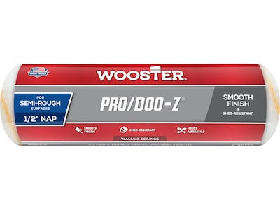 Wooster Brush Pro/Doo-Z Roller Cover, 9, 0.5 Nap, White/Golden, Dozen (0RR6430090)