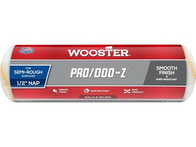 Wooster Brush Pro/Doo-Z Roller Cover, 9", 0.5" Nap, White/Golden, Dozen (0RR6430090)