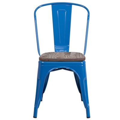 Flash Furniture Luke Contemporary Metal/Wood Stackable Dining Chair, Blue, 4/Pack (4CH31230BLW)