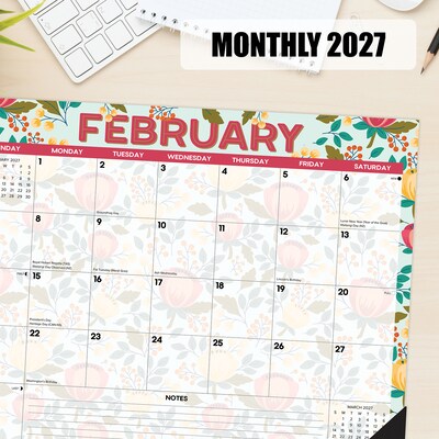 2027 Willow Creek Spring Floral 22" x 17" Monthly Desk Pad Calendar, Assorted Colors (66621)