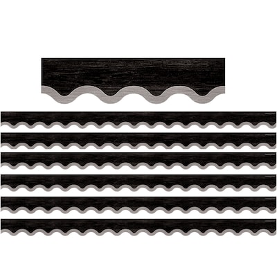 Teacher Created Resources Modern Farmhouse Black with Gray Scalloped Border Trim, 35 ft., Black/Gray, 6 Packs/Bundle (TCR8516-6)