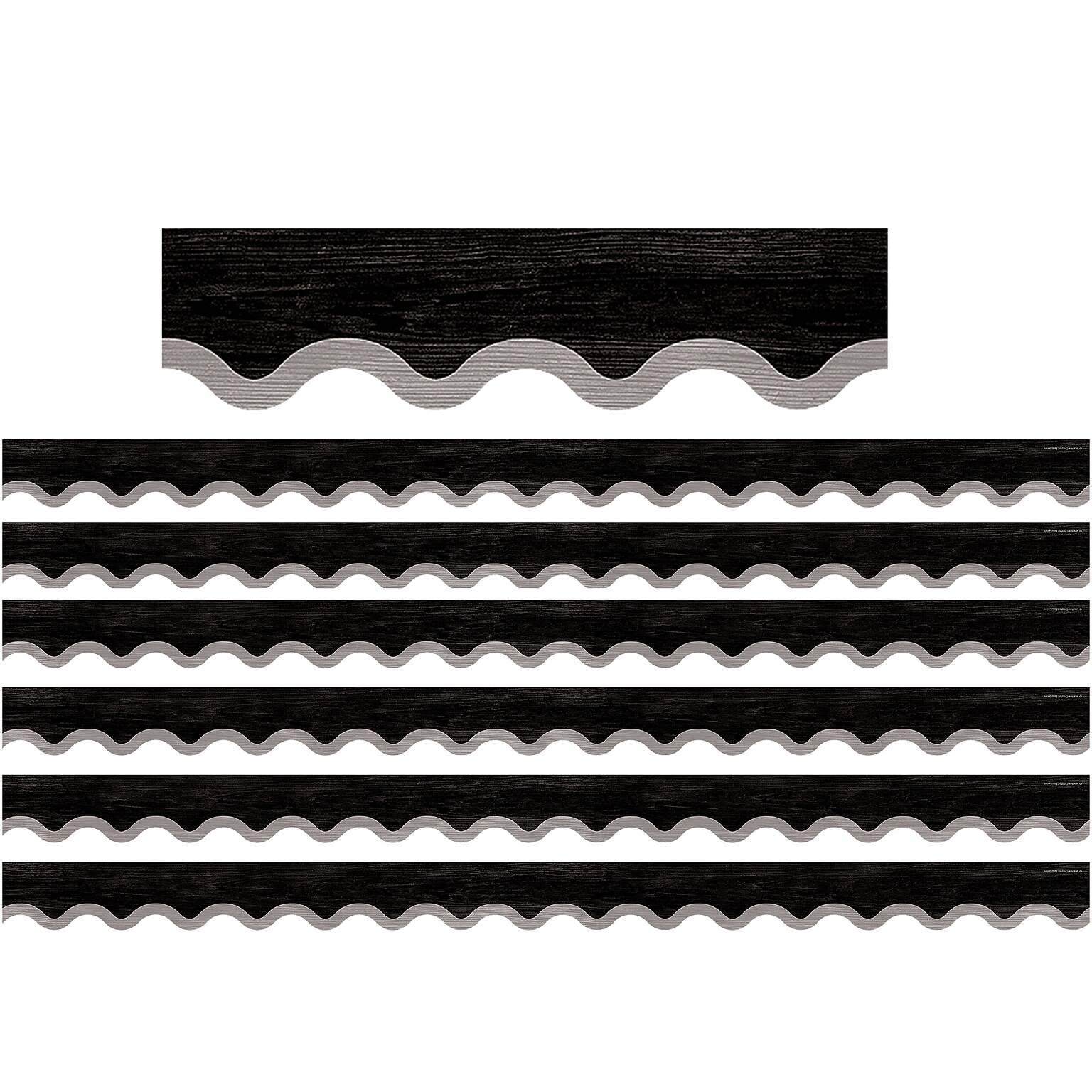 Teacher Created Resources Modern Farmhouse Black with Gray Scalloped Border Trim, 35 ft., Black/Gray, 6 Packs/Bundle (TCR8516-6)