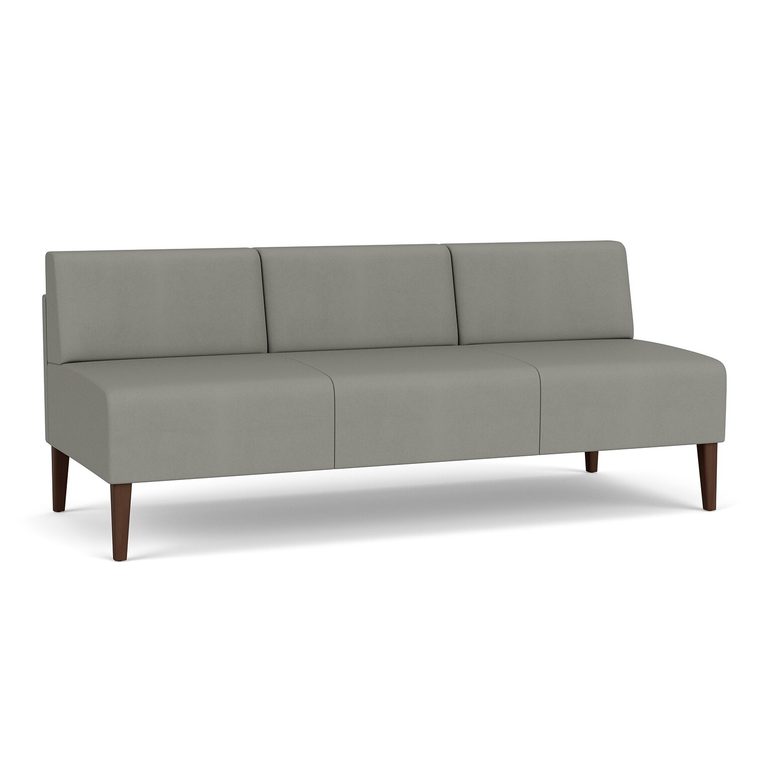 Lesro Luxe 72W Vinyl Sofa, Patriot Plus Dove/Riftwood Walnut (LX1602.FRW-01PPDO)