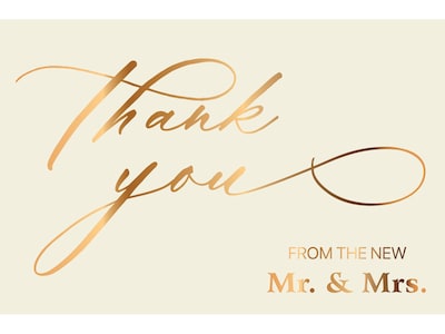Better Office Wedding Thank You Cards with Envelopes, 4 x 6, Ivory/Metallic Gold, 50/Pack (64644-5