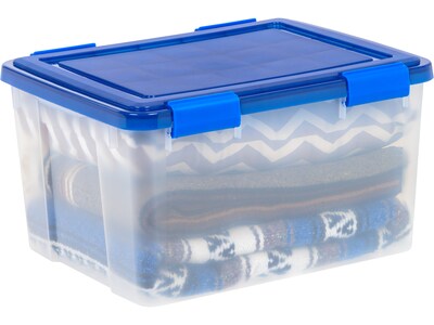 Iris WeatherPro 55.7 Qt. Latch Lid Storage Bin, Clear/Blue (500201)