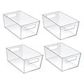 Azar Small Open Lid Storage Tote, Clear, 4/Pack (556233)