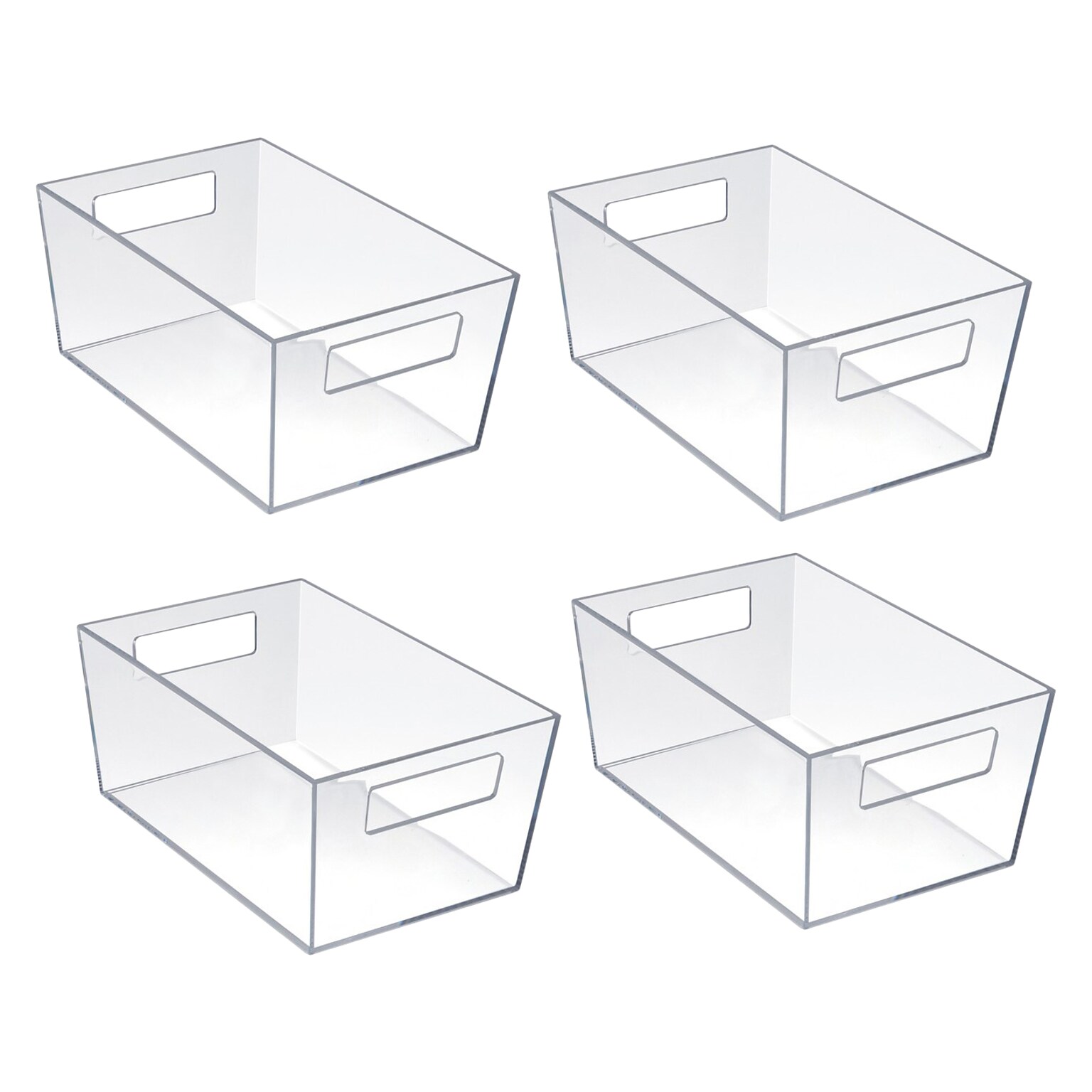 Azar Small Open Lid Storage Tote, Clear, 4/Pack (556233)