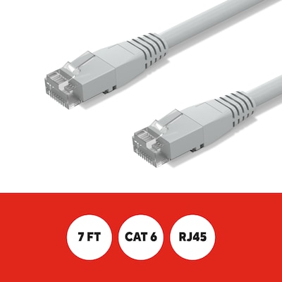Staples TECH 7 ft. Cat-6 Ethernet Cable, Male to Male, Gray (ST62453)