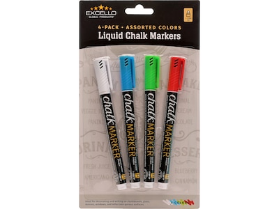 Excello Global Products Washable Chalk Marker, 1-2mm Tip, Assorted Colors (EGP-HD-0512-S)