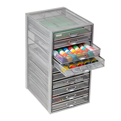 Mind Reader Storage Drawer, 10 Drawers, Metal, Silver (10CABMESH-SIL)