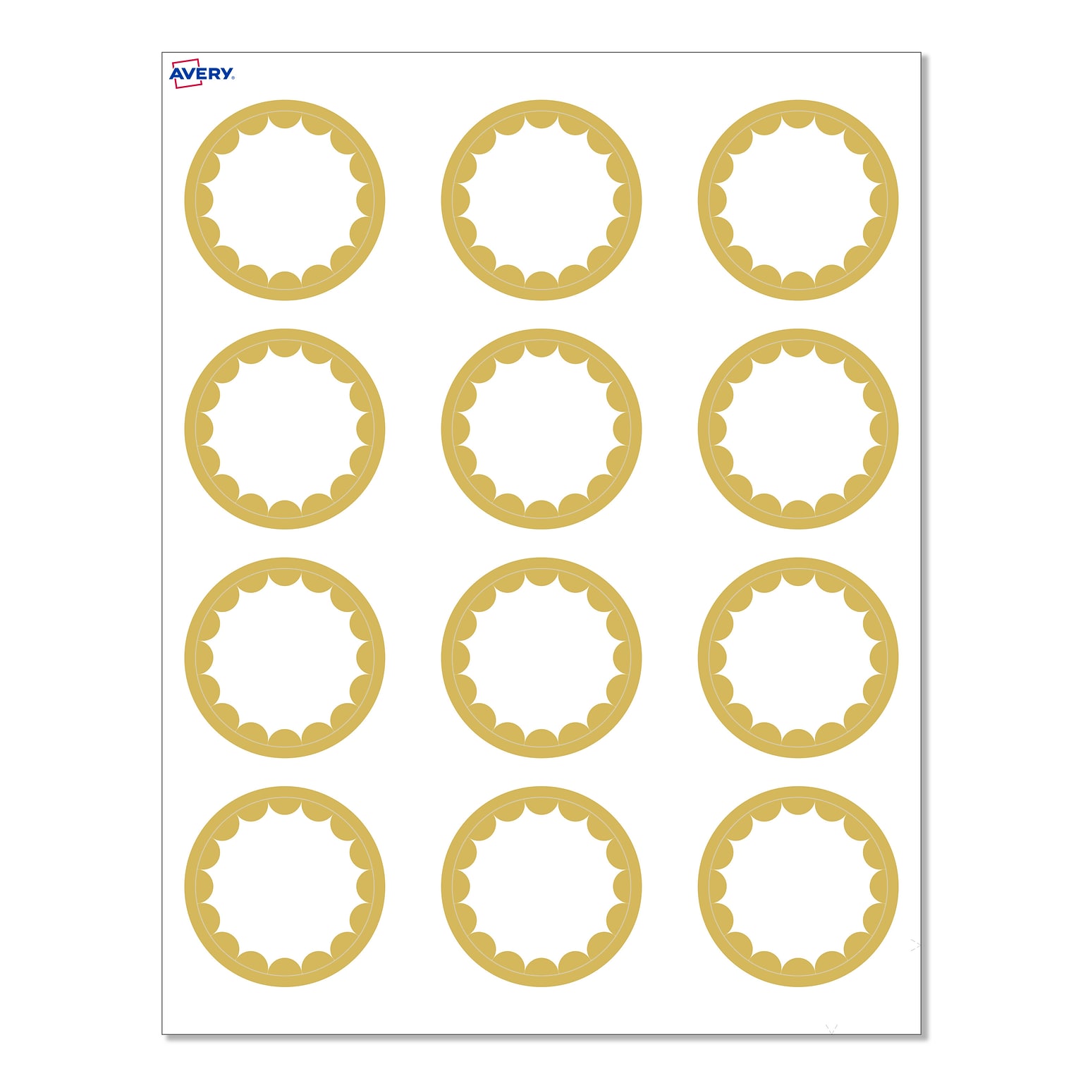 Avery Gold Dots Edge Matte Blank Card, White, 120/Pack (S00-D1X)