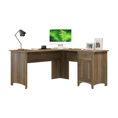 Bush Furniture Salinas 60"W L Shaped Desk with Storage, Reclaimed Pine (SAD160RCP-03)