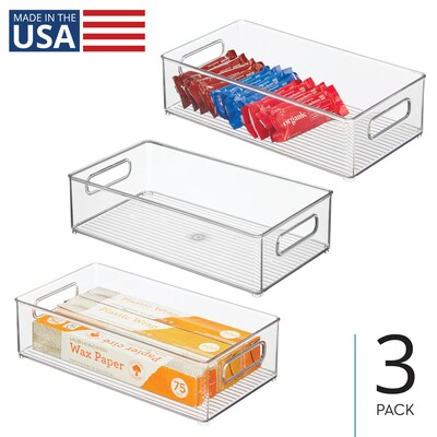 iDESIGN Medium Stackable Plastic Storage Bin, Clear, 3/Pack (70530M3)