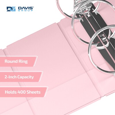 Davis Group, 2", 8.5" x 11", Round Ring View Binder, Pastel Color, Blush, 6/Pack (7413-11-06)